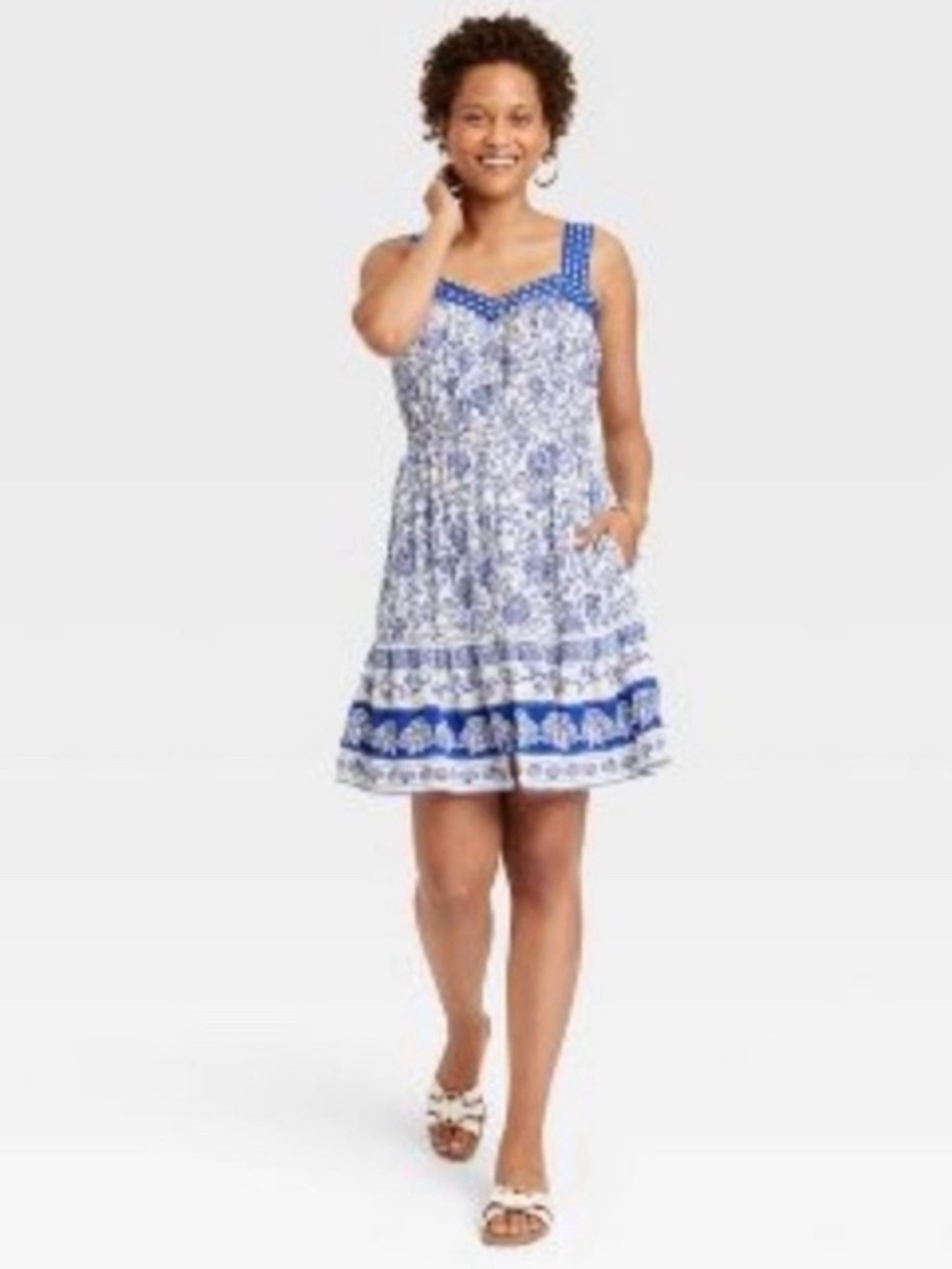 Knox Rose Blue White Toile Floral Sundress